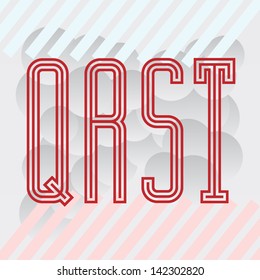 Condensed Lines Letters Q R S T. Vintage alphabet.