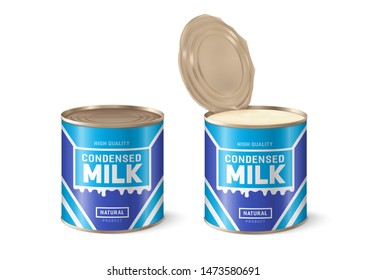 Condensed milk. Condensed milk can. 3D vector illustration on white background