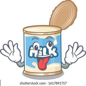 Condensed milk Cartoon character style with a crazy face