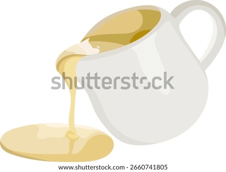 Condensed Milk Pouring From a Ceramic Pitcher Illustration Isolated on White Background