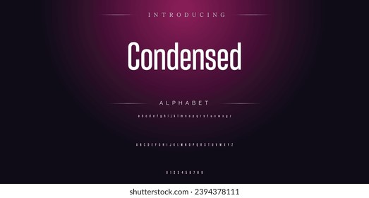 Condensed Modern Bold Font. Sans Serif Font. Regular Italic Uppercase Lowercase Typography urban style alphabet fonts for fashion, sport, technology, digital, movie, logo design, vector illustration