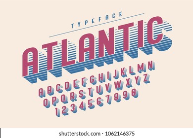 Condensed Retro Display Font Design, Alphabet, Character Set, Letters And Numbers. Swatch Color Control.