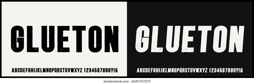 Condensed rough vector font. Alphabet with uppercase and number.