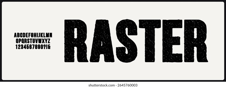 Condensed rough vector font. alphabet with uppercase and number. 