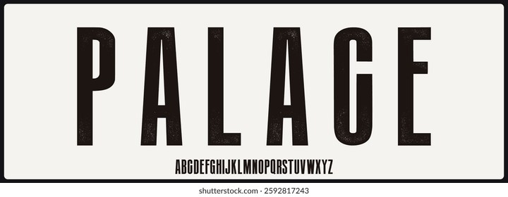 Condensed rough vector font. Uppercase alphabet with soft texture.