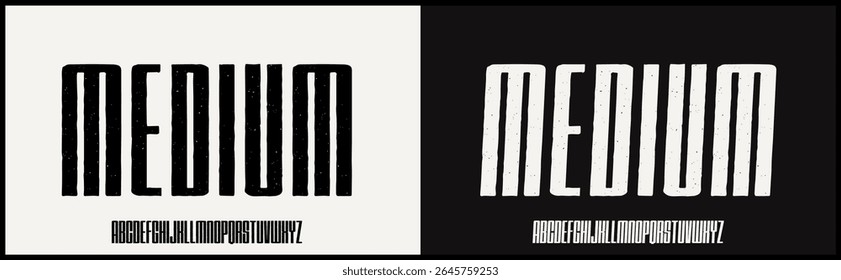 Condensed rough vector font. Uppercase alphabet with texture.