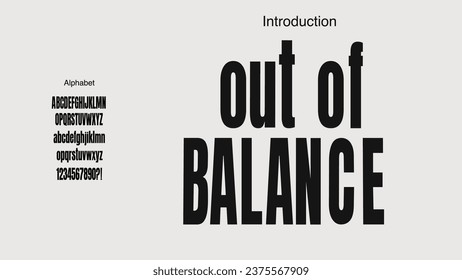 Condensed sans serif font. Vector font with uppercase, lowercase, and number.
