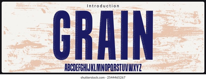 Tipo de sans serif condensado. Fonte vetorial alfabética com textura granulada. Fonte de vetor de estilo áspero e grunge.