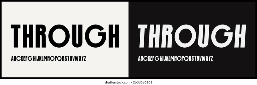Condensed sans serif vector font. Alphabet with simple and minimalist uppercase.