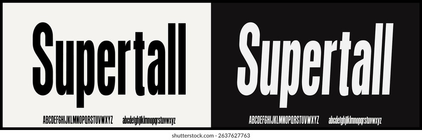 Condensed sans serif vector font. Minimalist and modern condensed font. Uppercase and lowercase alphabet vector font. 
