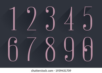 Condensed serif numbers set. Perfect to use in elegant branding, luxury label, wedding invitation, classic layout and more.