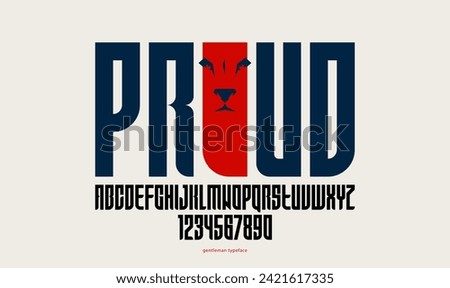 Condensed simple sans serif elegant display font for logos headers or slogans, vector tall and beautiful geometric typeface, uppercase letters alphabet with numbers, poster and advertising.
