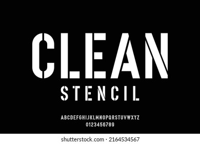 Zusammengefasste Schablonenalphabeten zeigen Schriftart-Vektorgrafik an