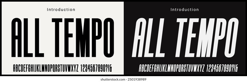 Condensed Vector Fonts. Alphabet of sans serif font with modern typography. bold and tall vector font