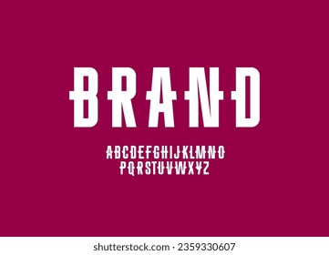 Condensed white font, high geometric modular alphabet, letters and numbers, vector illustration 10EPS