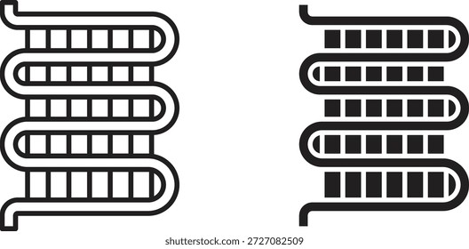Conjunto de iconos de bobina de condensador. Ilustración vectorial de línea simple
