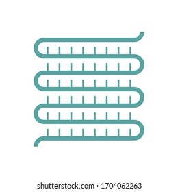 Condenser coil vector icon consist of copper or aluminium tube, fin for hold refrigerant, gas pressure in air compressor unit. Part of ductless split system, heating ventilation, air conditioning hvac