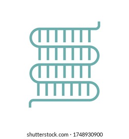 Condenser coil vector icon consist of copper or aluminium tube, fin for hold refrigerant, gas pressure in air compressor unit. Part of ductless split system, heating ventilation, air conditioning hvac