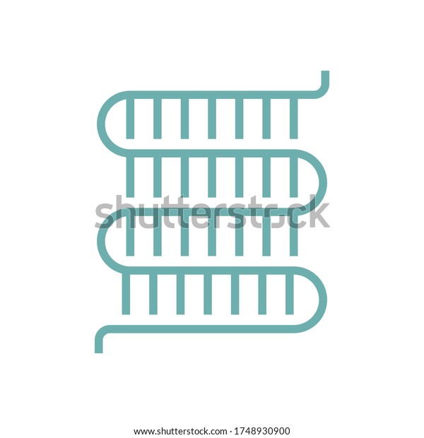 Condenser coil vector icon consist of copper or\
aluminium tube, fin for hold refrigerant, gas pressure in air\
compressor unit. Part of ductless split system, heating\
ventilation, air conditioning\
hvac