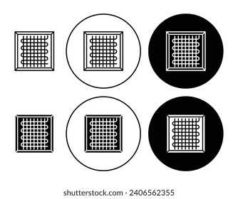Ilustración vectorial de la bobina del condensador. Icono del vector de la bobina de cobre del acondicionador de aire del automóvil. Inicio de sesión vectorial de evaporador de Fridge en adecuado para aplicaciones y diseños de interfaz de usuario de sitios web.