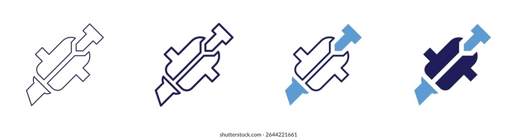 Ícone de condensador em 4 estilos diferentes. Linha Fina, Linha, Linha Negrito, Duotônico. Estilo duotônico. Traçado editável.