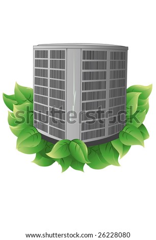 Condenser with leaves to indicate energy efficiency. Condenser and leaves are on a separate layer. Each leaf is grouped to make it easier to add or subtract.