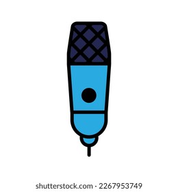 Icono de línea de micrófono del condensador aislado en fondo blanco. Icono delgado plano negro sobre el estilo de contorno moderno. Símbolo lineal y trazo editable. Ilustración vectorial de trazo simple y de píxel perfecto.