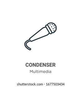 Condenser outline vector icon. Thin line black condenser icon, flat vector simple element illustration from editable multimedia concept isolated stroke on white background