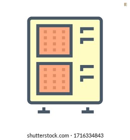 Condenser unit or compressor vector icon. Part of air conditioner (AC) or air conditioning HVAC system. Temperature control technology to heat ventilation by fan for cooling home or building. 64x64 px