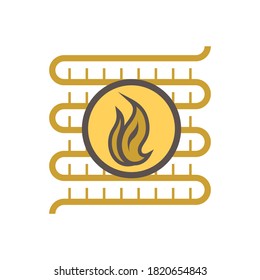 Icono de la unidad del condensador. Tecnología de control de temperatura y humedad en el sistema HVAC de aire acondicionado. Para refrigeración, humedad y ventilación térmica. Se compone de ventilador, compresor, tubo de cobre y fluido dentro.