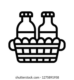 Condiment basket vector, Barbecue related line design editable stroke icon
