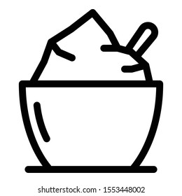 Condiment bowl icon. Outline condiment bowl vector icon for web design isolated on white background