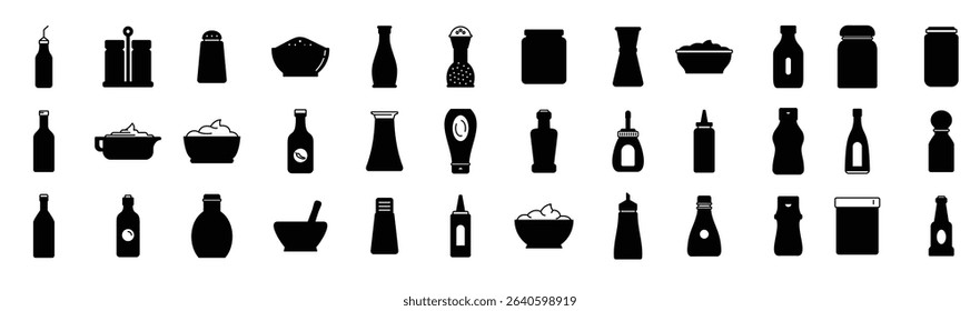 condiment food icons isolated vector silhouettes