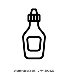 Condiment squeeze bottle line icon with condiment container culinary isolated