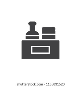 Condiments box vector icon. filled flat sign for mobile concept and web design. simple solid icon. Symbol, logo illustration. Pixel perfect vector graphics
