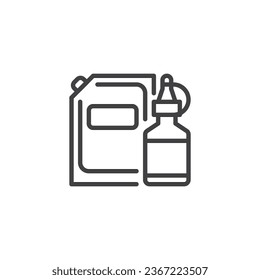 Icono de línea de condimentos y salsas. signo de estilo lineal para concepto móvil y diseño web. Icono de vector de contorno de Ketchup y mostaza. Símbolo, ilustración del logotipo. Gráficos vectoriales