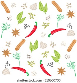 condiments and seasoning hand drawing vector pattern illustration