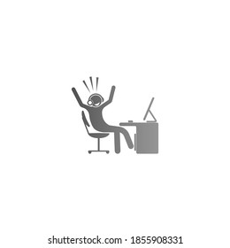 The condition of a man working hard at the computer