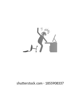 The condition of a man working hard at the computer
