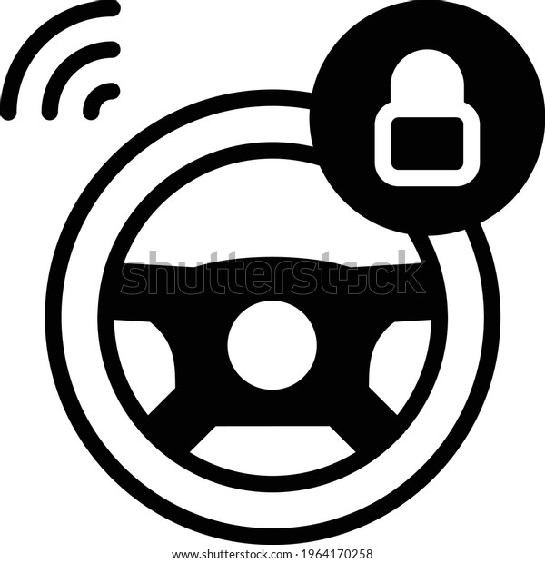 Conditional Automation Vector glyph Icon\
Design, Self driving Car smart steering wheel locked Concept,\
Autonomous driverless vehicle Symbol, Robo car Sign, Automated\
driving system stock\
illustration