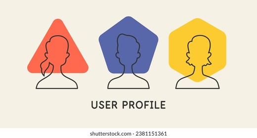 A conditional image of a person. A set of user avatars. The icons depict people. Isolated icon in the background. Modern vector illustration in a flat style.