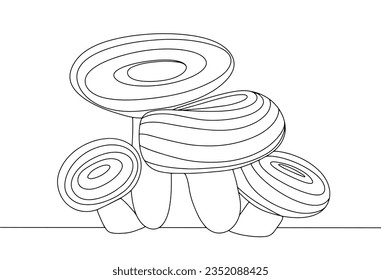 Conditionally edible mushroom of good quality. It is used in salted and pickled form. European Mushroom Day. One line drawing for different uses. Vector illustration.