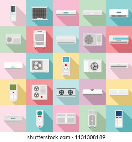 Conditioner air filter vent remote icons set. Flat illustration of 25 conditioner air filter vent remote vector icons for web