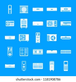 Conditioner air filter vent remote icons set. Simple illustration of 25 conditioner air filter vent remote vector icons for web