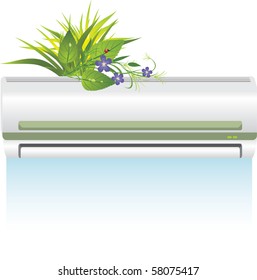 Conditioner and bouquet of flowers. Vector