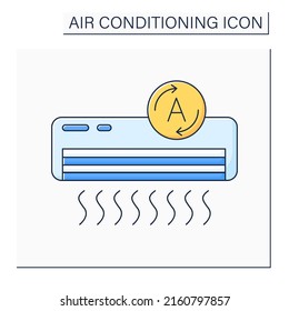 Conditioner color icon. Automatic mode. Machine automatically set temperature and fan speed. Air conditioning concept. Isolated vector illustration