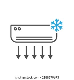 Conditioner. A device for cooling and heating indoor air. The template of the icon, sign and pictogram. Empty outline, flat style