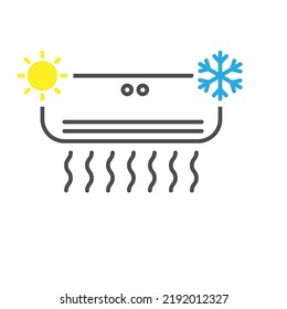 Conditioner. A device for cooling and heating indoor air. The template of the icon, sign and pictogram. Empty outline, flat style