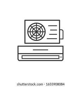 Conditioner fan thin line icon. Household appliances editable stroke outline vector symbol. Air conditioning linear sign isolated on white background