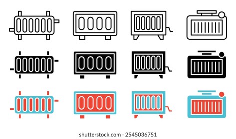 Conditioner heater icon collection on white background